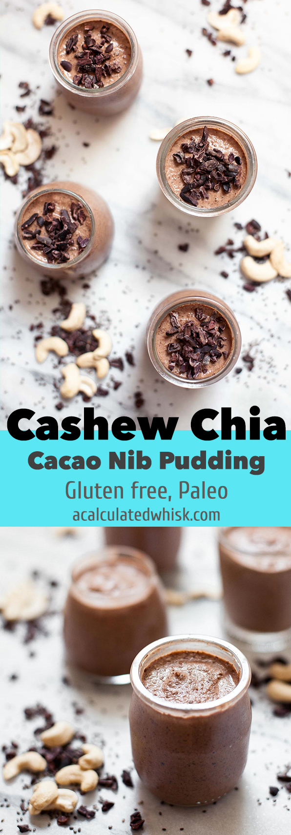 Pudín de semilla de nuez de cacao Chia (sin gluten, Paleo) | acalculatedwhisk.com