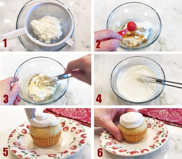 Cómo hacer glaseado de yogur griego - collage de fotos paso a paso