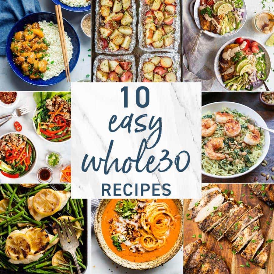 ¡Las 30 recetas enteras no tienen que ser difíciles! Las Recetas Whole30 pueden ser simples, DELICIOSAS, rápidas y fáciles. Hemos compilado 10 de las mejores recetas Easy Whole30 que más amamos por su sabor y facilidad.