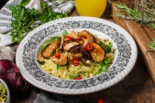 Berenjena Picante China Ajo De Pollo Con Arroz Al Curry