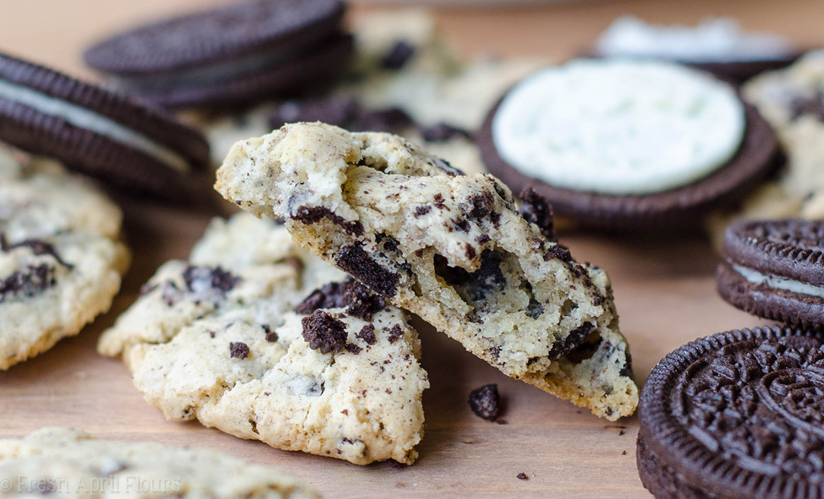 Cookies & Cream Cookies: Easy and basic sugar cookies filled with chopped Oreos. Great for multi-colored holiday Oreos.