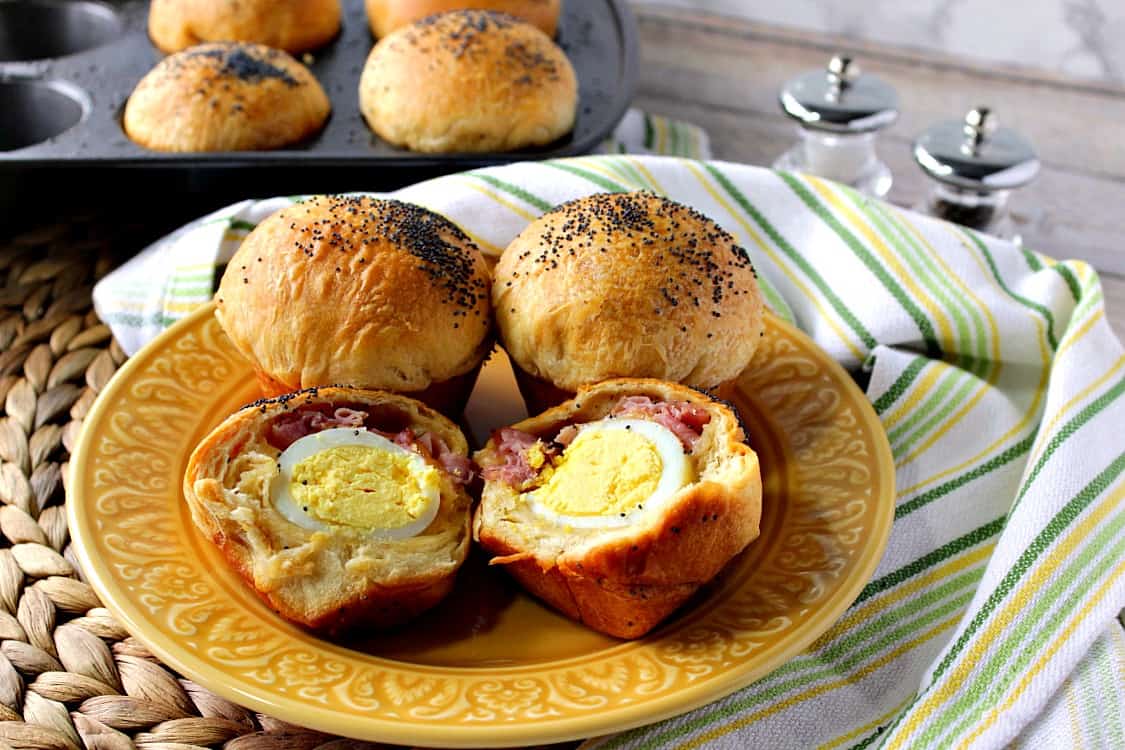 Hard Boiled Eggs Wrapped in Biscuits with Ham & Cheese