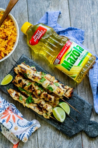 Piña Cilantro Lima Pollo Shish Brochetas