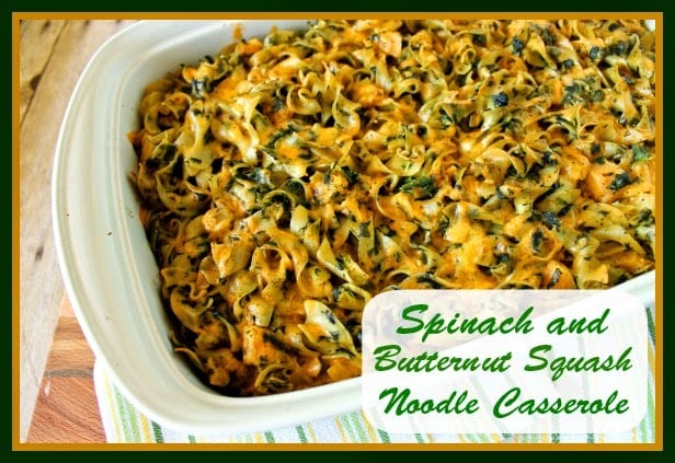 Cazuela de fideos con calabaza y espinacas y cocina de Kudos por