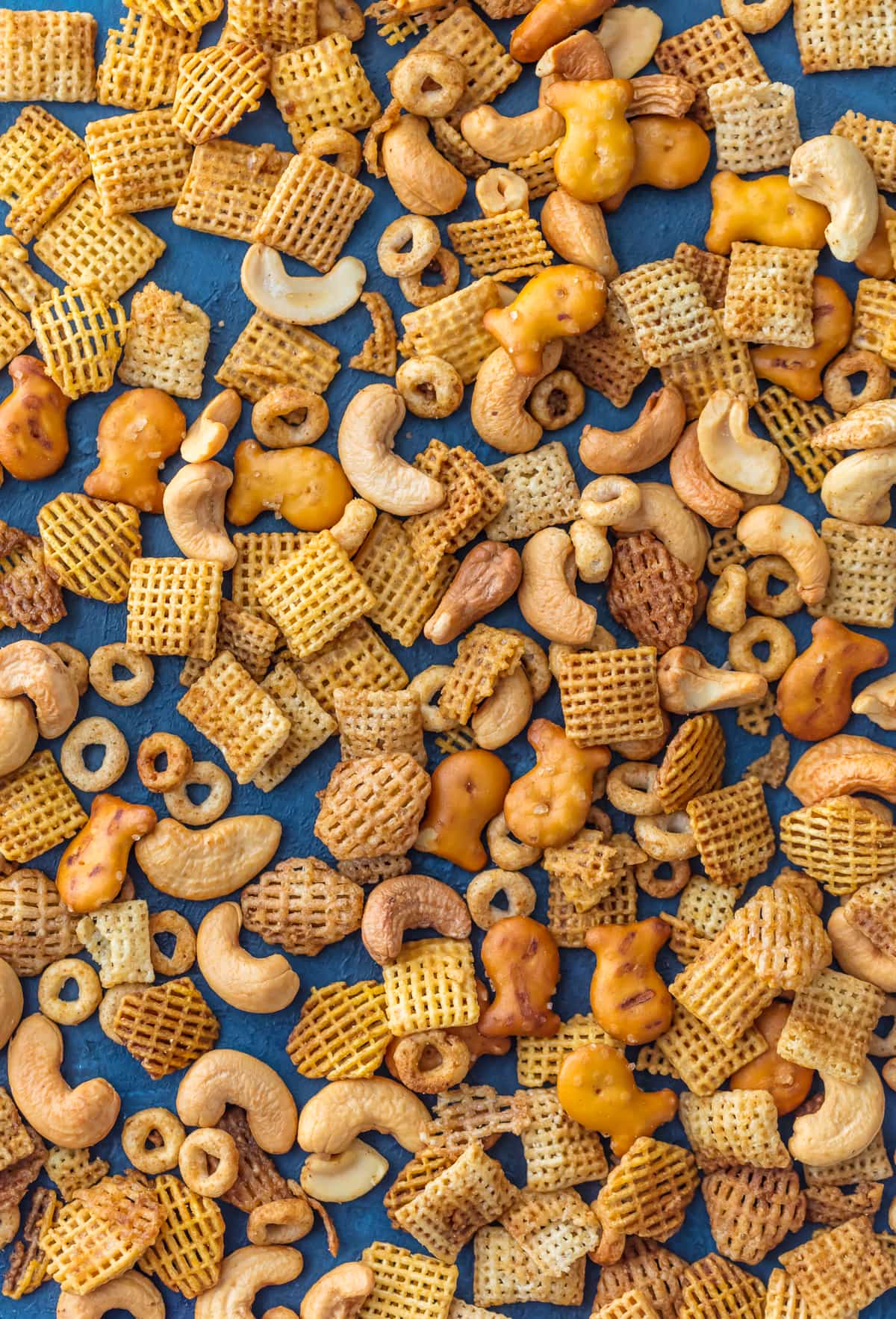 receta de mezcla de chex de cerca disparo cenital