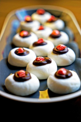 Huellas de menta con chocolate ganach