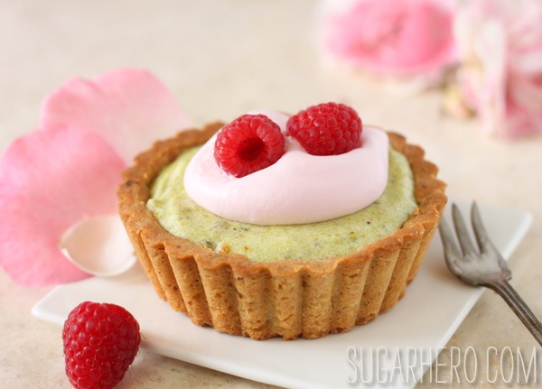 Tartas de pistacho y rosa