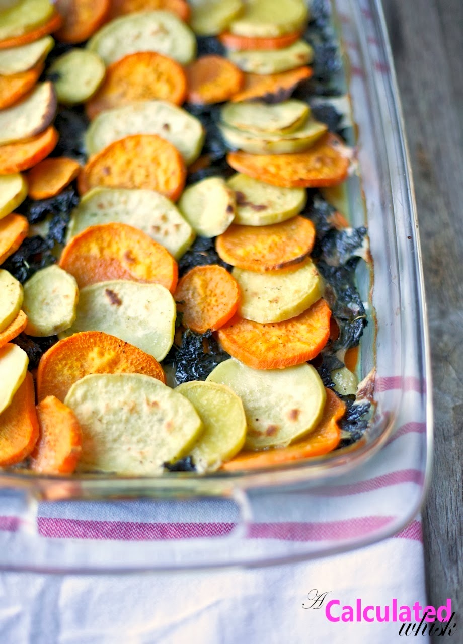 Gratin de patate douce et de chou frisé (entier 30 jours 8)