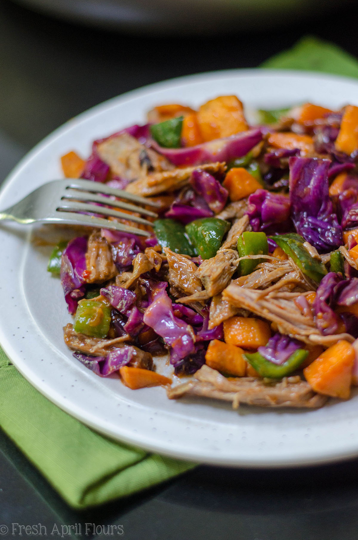 BBQ Brisket Hash: BBQ brisket gets a vegetable overhaul, combined with tender sweet potatoes, crunchy red cabbage, and spicy poblano and jalapeño peppers.