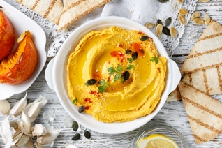 Hummus De Calabaza Asada: Un Trigo De Otoño Saludabl