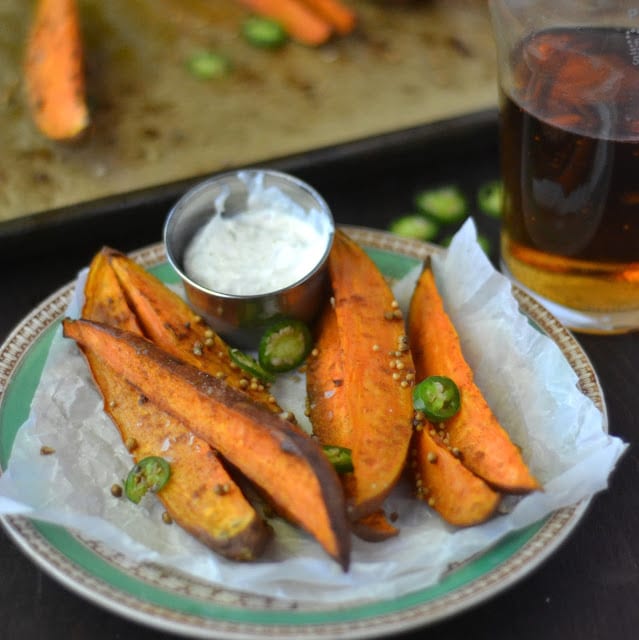 Lances de patate douce avec sauce à la citronnelle