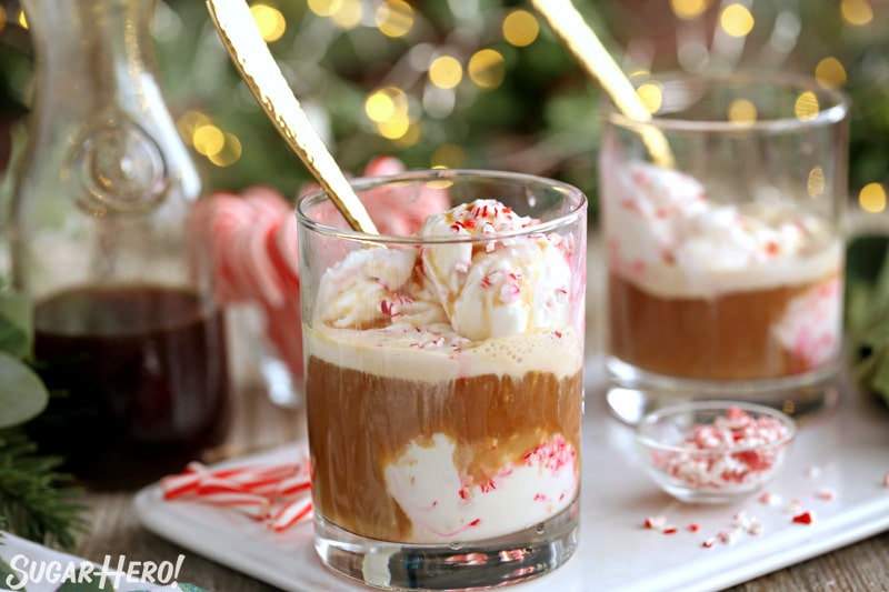 Affogato de menta - helado de menta con caf&eacute; vertido sobre &eacute;l
