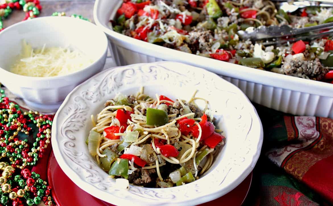 Christmas Pasta with Red & Green Bell Peppers