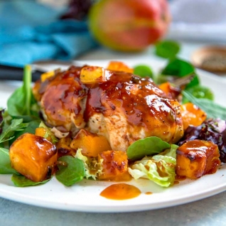 Pollo a la barbacoa con mango