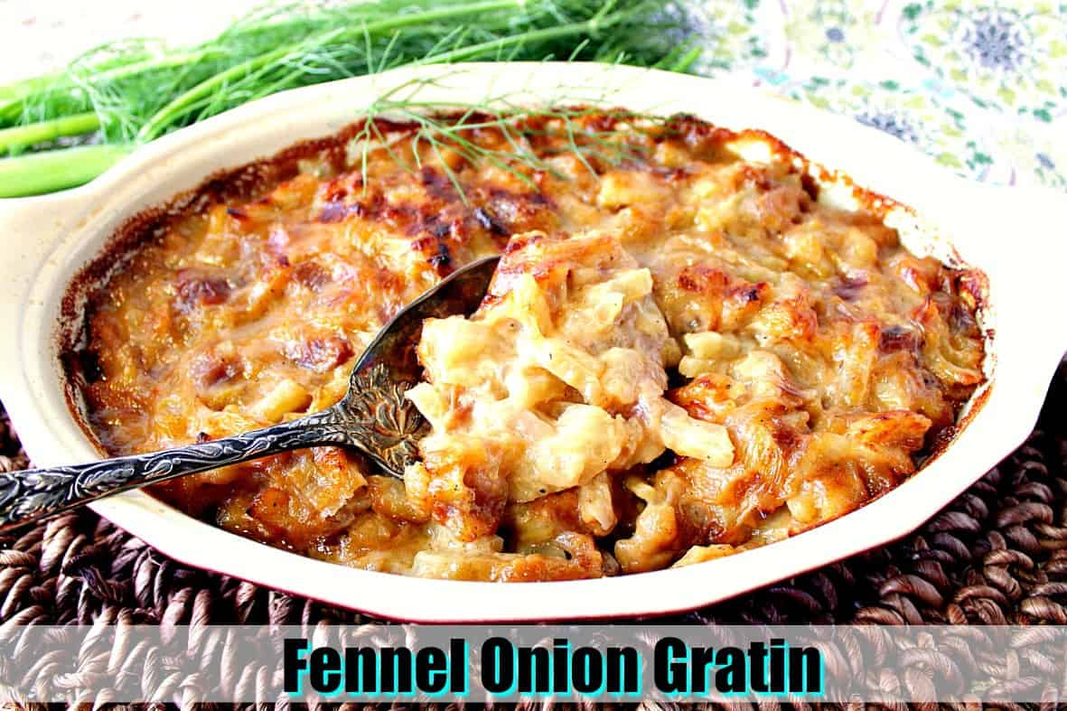 Cheesy Fennel Onion Gratin Title Image