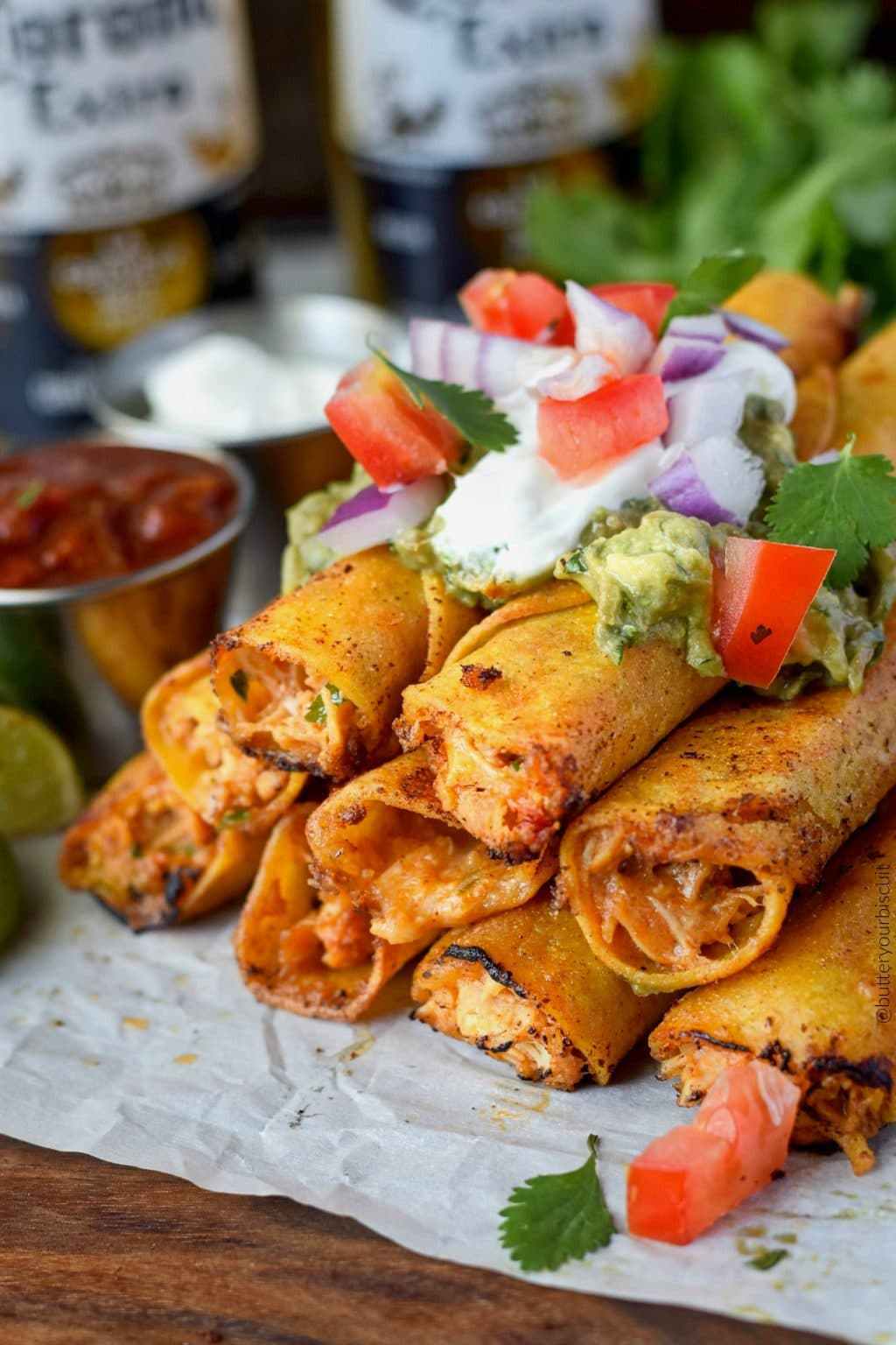 Pepper Jack Pollo Taquitos Receta-Mantequilla Su Biscuit