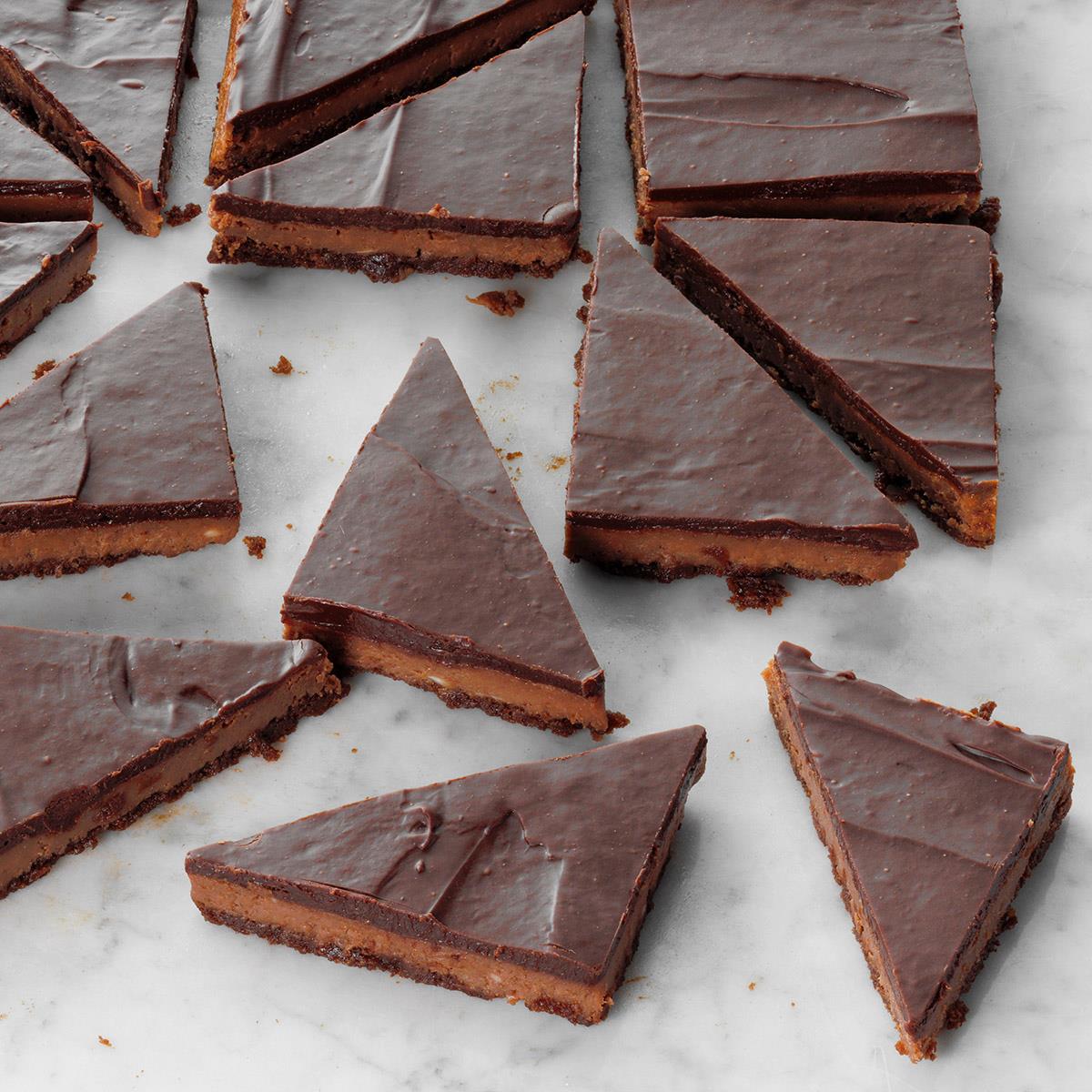 Receta de barras de pastel de queso con triple chocolate