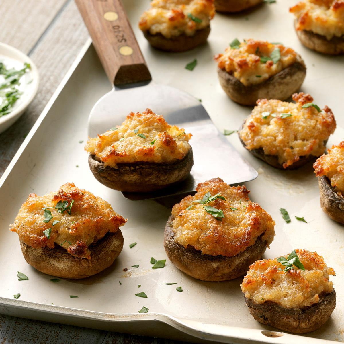 Receta De Champiñones Rellenos De Pastel De Cangrejo