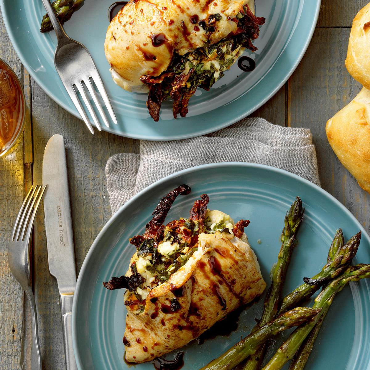 Receta de pollo relleno de queso de cabra y espinacas