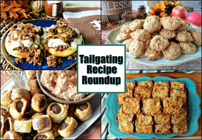 Title text collage image of tailgating recipe roundup