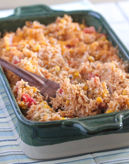 Green Chilie Chicken Enchilada Rice Bake