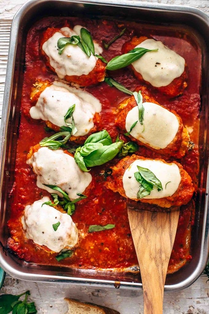Rollitos de pollo al horno con mozzarella