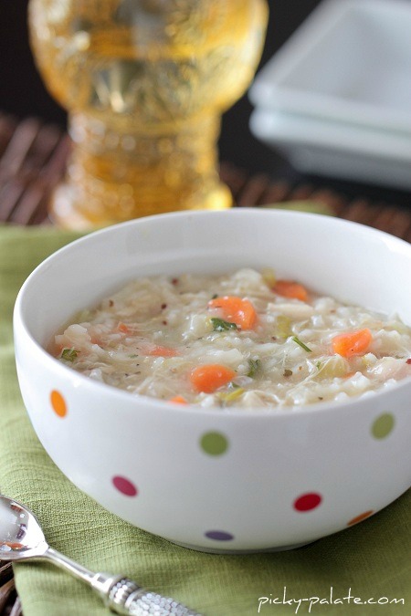Sopa clásica de pollo y arroz