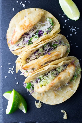 Tacos De Pescado Baja Con Vinagreta De Comino Y Lima