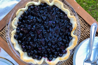 Tarta de arándanos fresca y fácil de abrir.