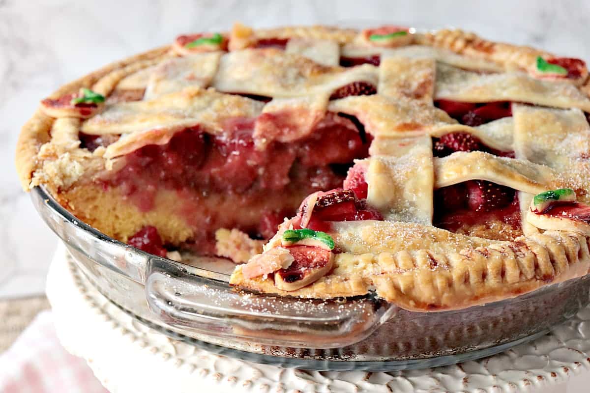 Surprise Strawberry Orange Pie Cake with Lattice Pie Crust Topping