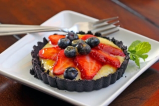 Tartas De Fresas Con Corteza De Galleta De Chocolat