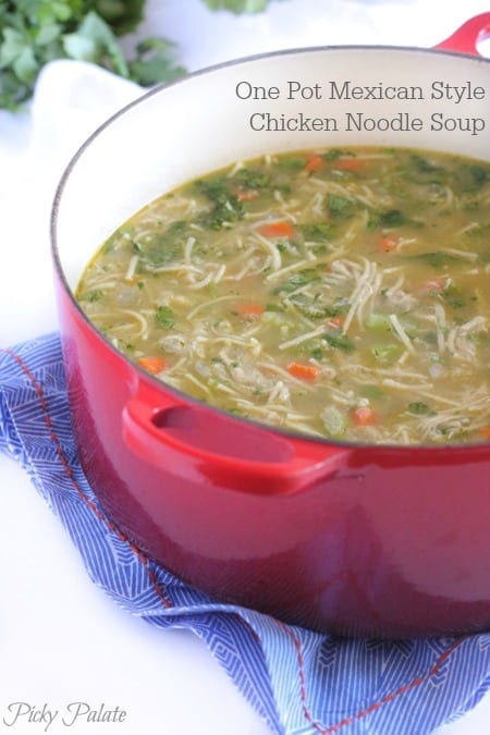 Sopa de fideos mexicana de pollo al estilo One Pot
