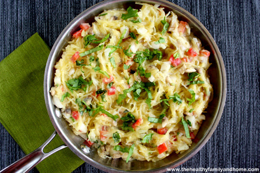Spaghetti squash cauliflower alfredo