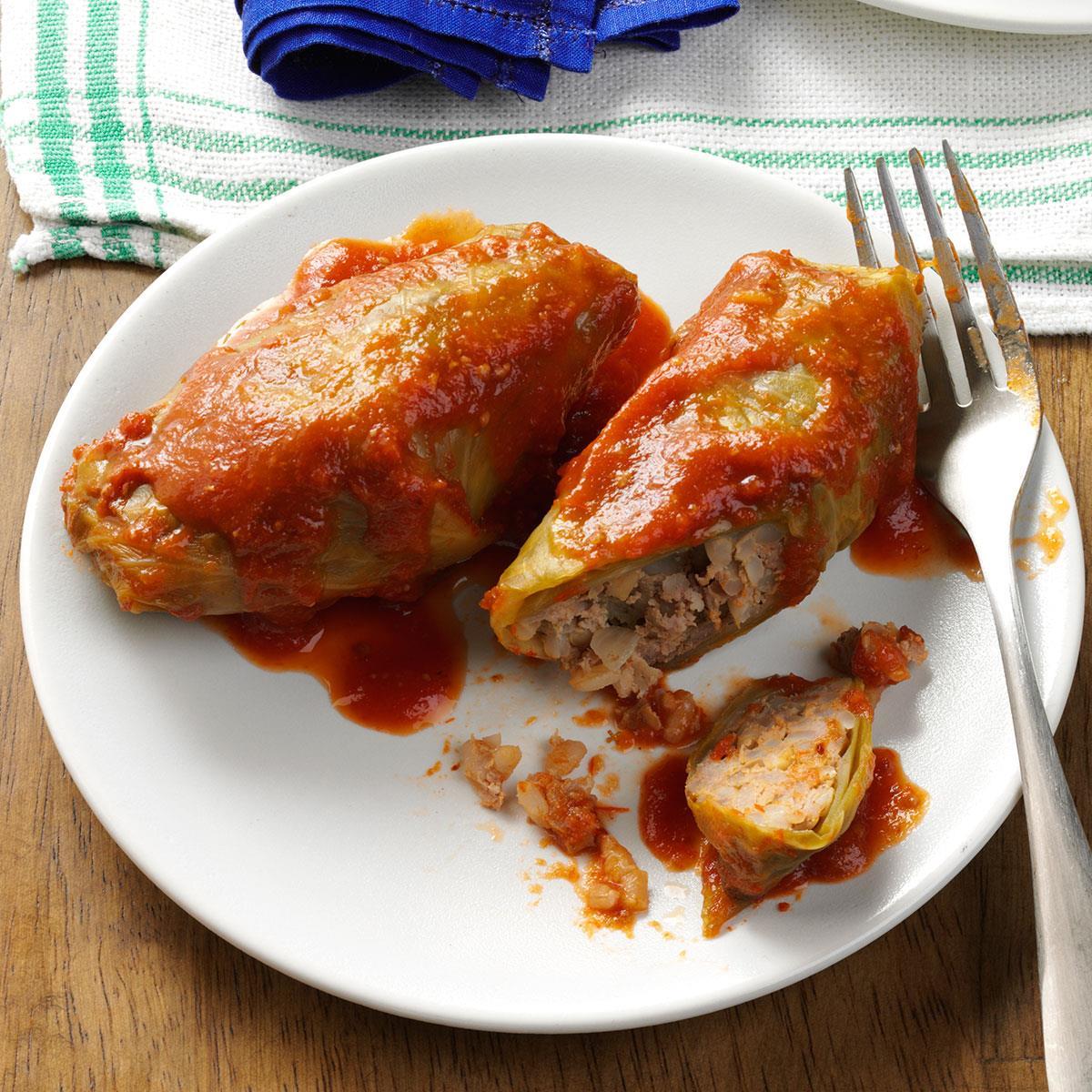 Olla a presión de carne y arroz Receta de rollos de repollo
