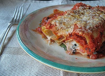Manicotti au jambon au four