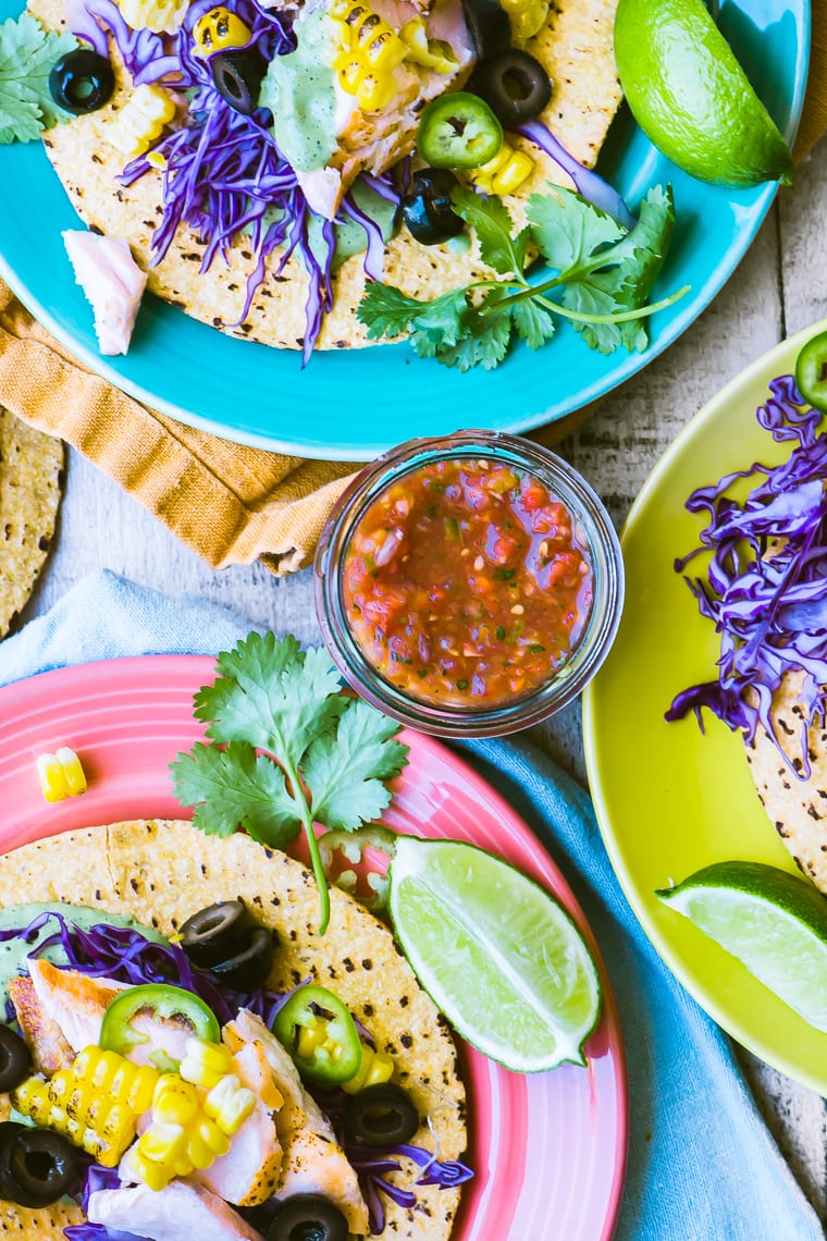 Tacos au saumon grillé à la crème de coriandre