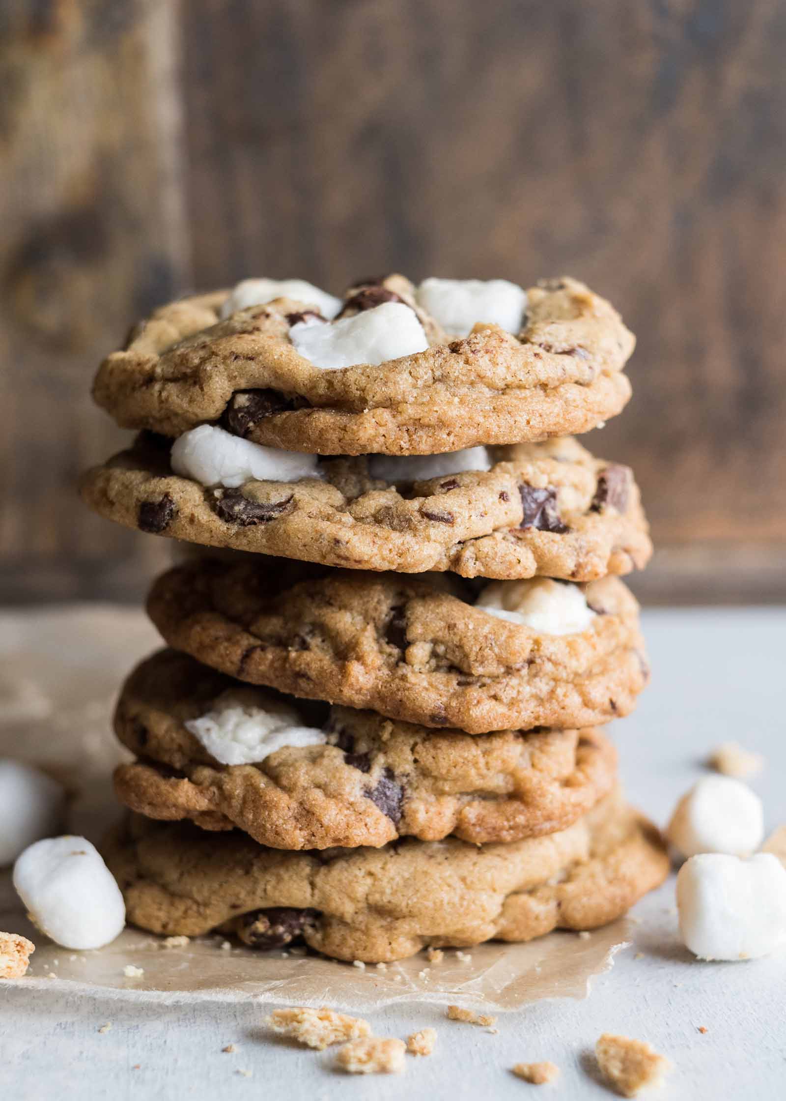 Chocolate Chip and Marshmallow S'mores Cookies