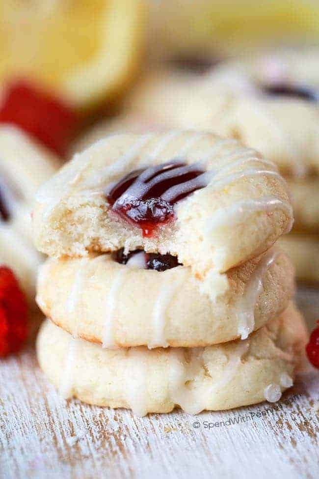 raspberry jam filled cookies with icing