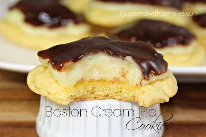closeup of boston cream pie cookie
