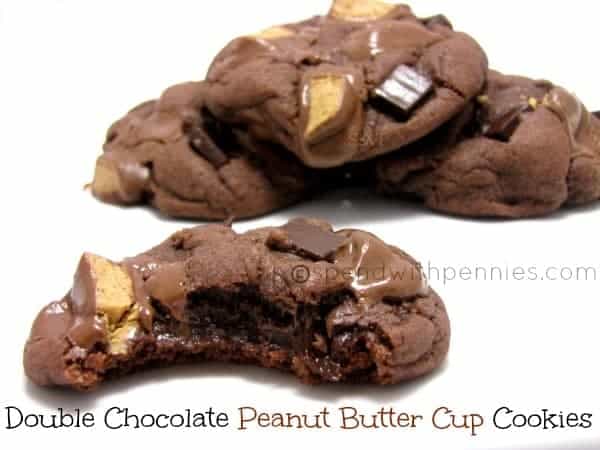 double chocolate peanut butter cup cookies