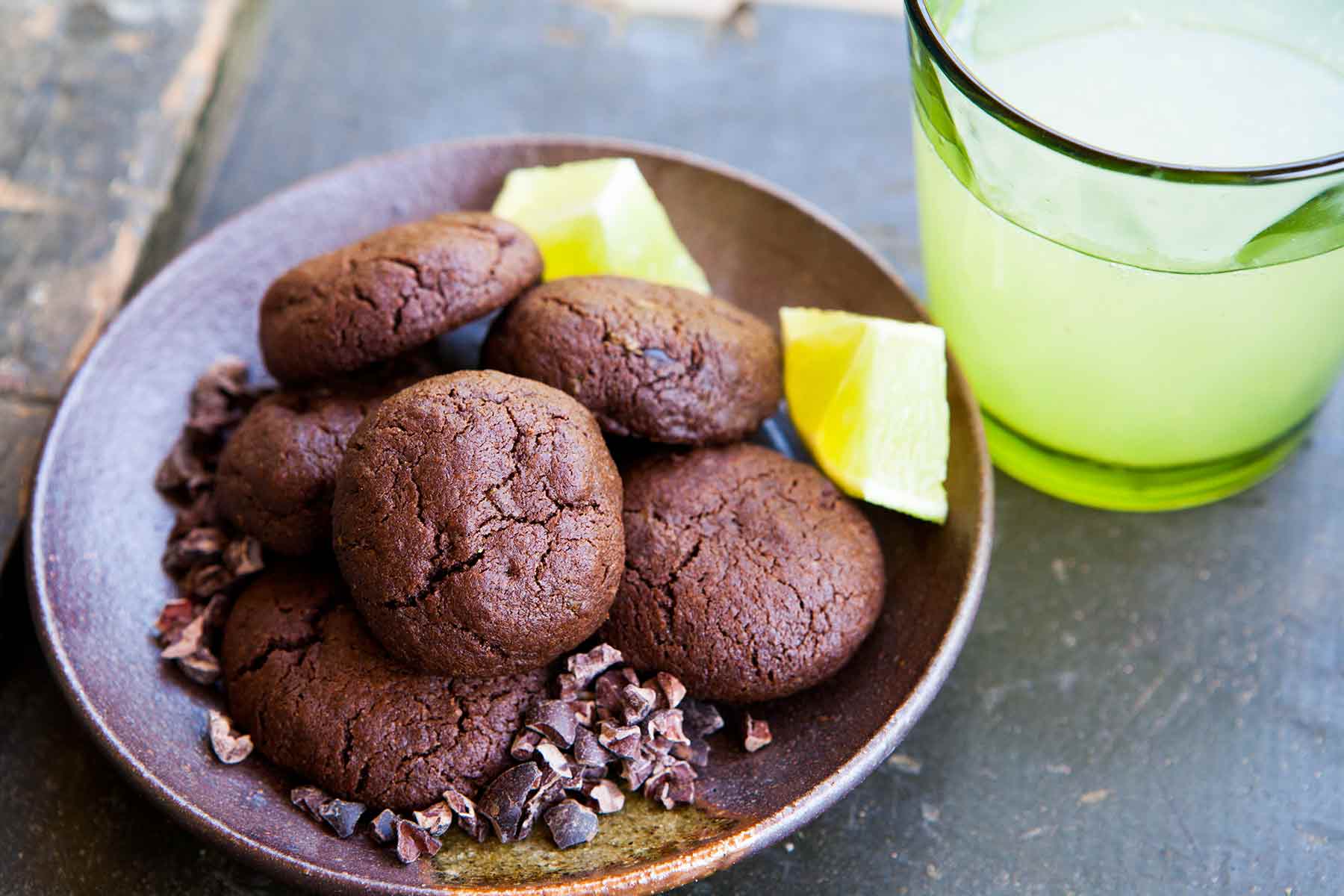 Chocolate Cookies with Cocoa Nibs and Lime