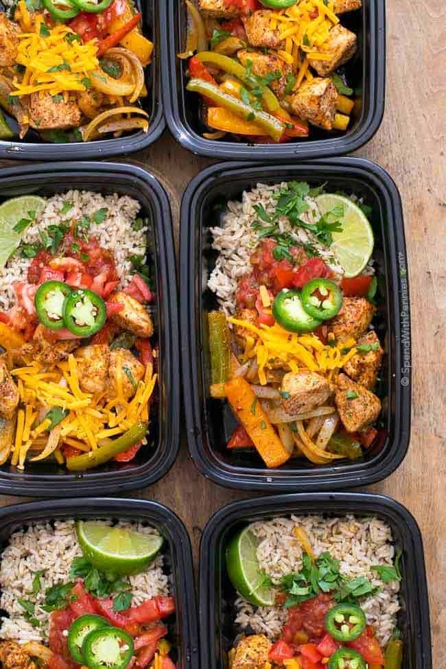 Fajita Meal Prep Bowls in containers