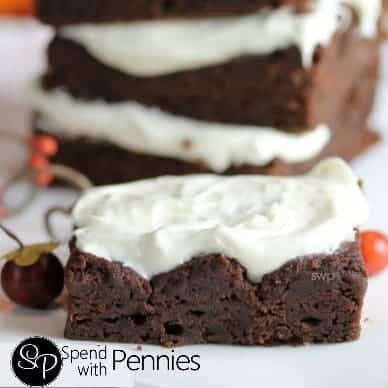 a stack of fudge Pumpkin brownies