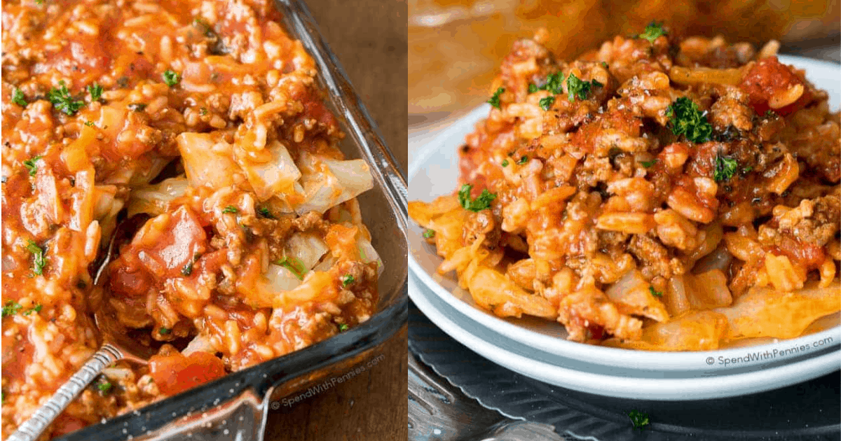 Casserole de rouleaux de chou non farcie
