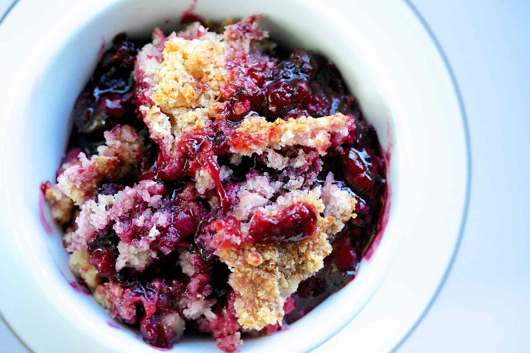 Berry Cobbler with Coconut Walnut Streusel