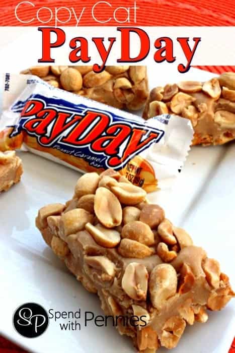 A homemade payday candy bar on a plate