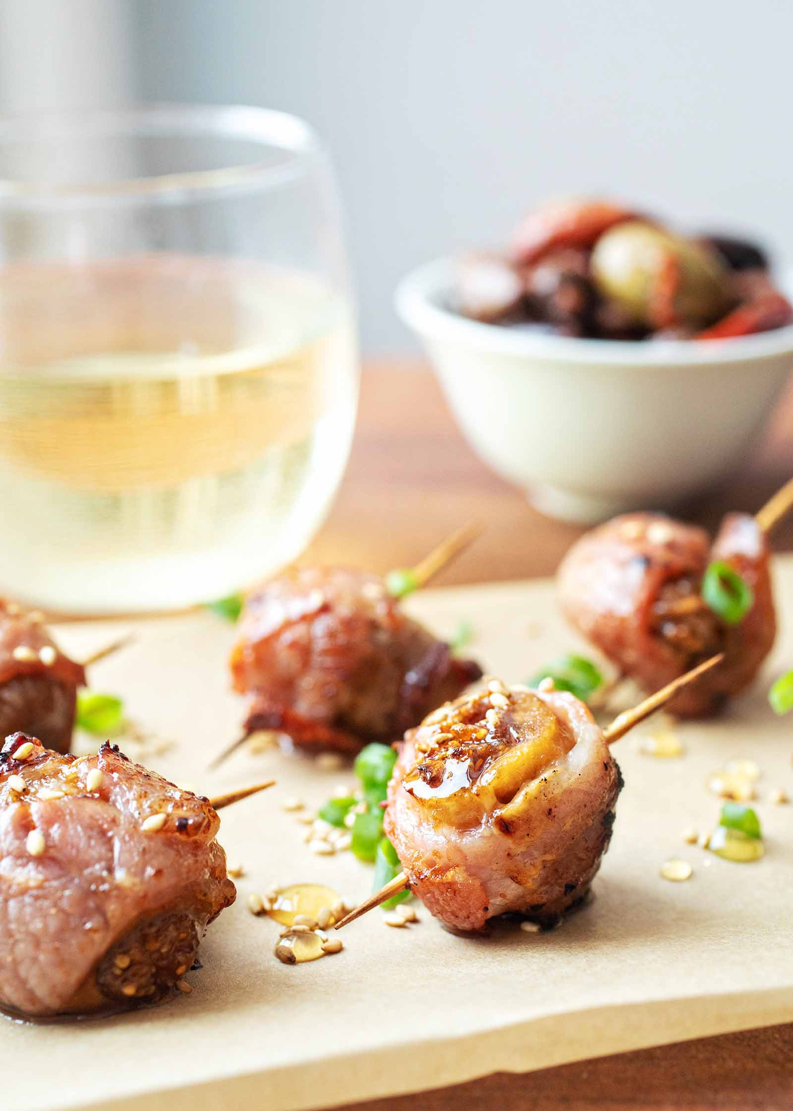 Air fryer bacon-wrapped figs party appetizer
