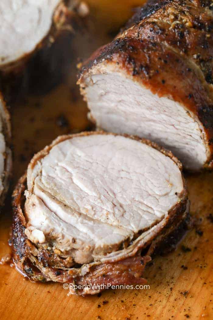 Sliced Bacon Wrapped Pork Tenderloin