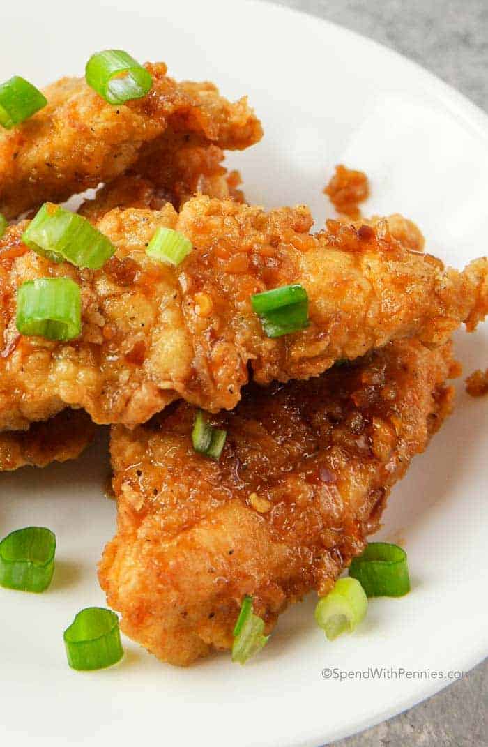 chicken tender with honey, garlic and ginger