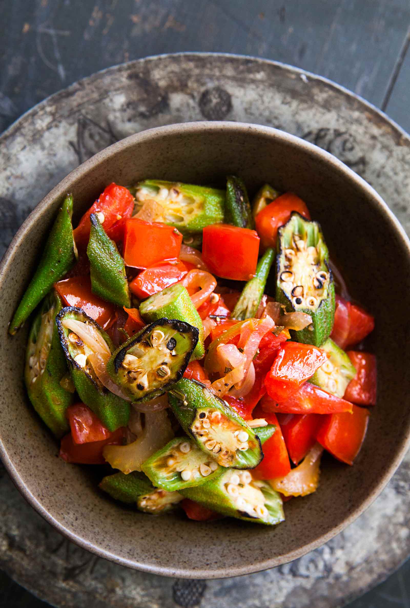 Seared Okra and Tomatoes
